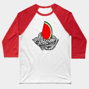 Free Palestine Watermelon Keffiyeh - No Eyes - Front Baseball T-Shirt